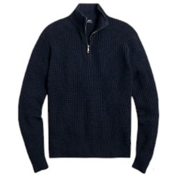 J. Crew Men's XL Waffle-Knit Half-Zip Cotton Pullover Sweater Dark Indigo - Picture 1 of 9